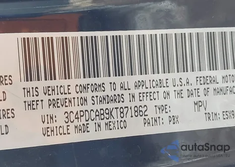 2019 Dodge Journey Se Value Package z USA, uszkodzony, nr VIN 3C4PDCAB9KT871862